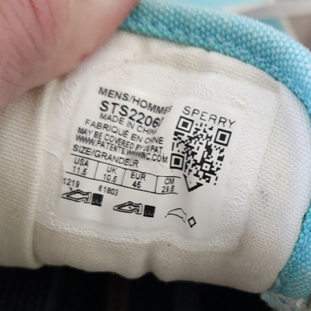 Sperry Mens Striper II CVO Tourquois Canvas Lace Up Trainers Sneakers Shoes 11.5 - Picture 7 of 10